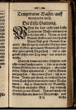 Temperatur Wasser/ auff mancherley weiß (Die Erste Gattung - die sechste Gattung)