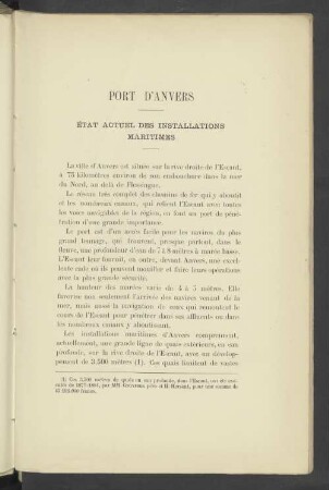 PORT D`ANVERS ÈTAT ACTUEL DES INSTALLATIONS MARITIMES