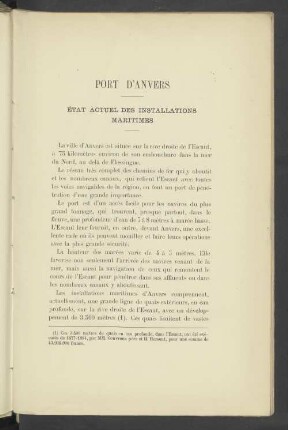 PORT D`ANVERS ÈTAT ACTUEL DES INSTALLATIONS MARITIMES