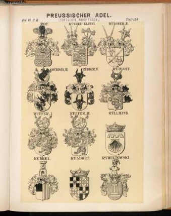 Taf. 134. Roy. - Rüchel-Kleist. - Rüdiger. II. - Rüdiger. III. - Rüdiger. IV. - Rudloff. - Ruffer. I. - Ruffer. II. - Rüllmann. - Runkel. - Rusdorf. - Rymultowski.