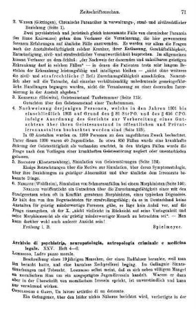 71-72, Archivio di psychiatria, neuropathologia, antropologia criminale e medicina legale. XXV. Heft 4-6