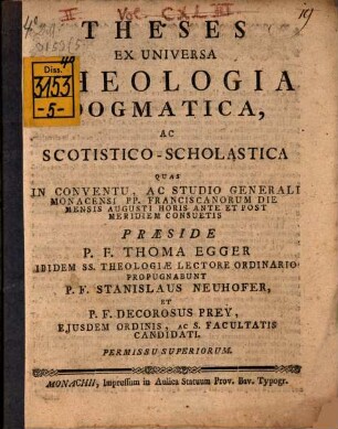 Theses ex universa theologia dogmatica