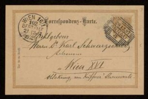 Nr. 3 Postkarte von Samuel Oppenheim an Karl Schwarzschild. Arnau, 20.12.1897