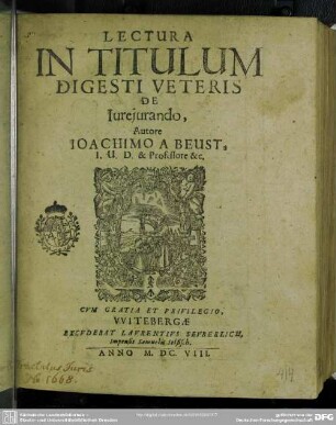Lectura in titulum Digesti Veteris de jurejurando