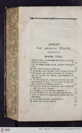 Innhalt des zweyten Theils