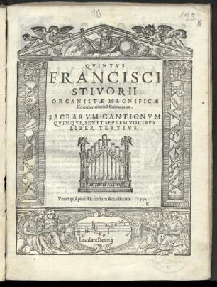Francesco Stivori: Sacrarum cantionum quinque, sex et septem vocibus liber tertius ... Quintus