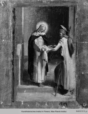 Studie für "Die heilige Katharina von Siena schenkt Jesus in Gestalt eines Bettlers einige Kleidungsstücke" - Studie für "Die hl. Katharina v. Siena schenkt Jesus in Gestalt eines Bettlers einige Kleidungsstücke"