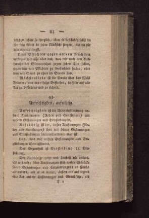 43. Aufrichtigkeit, aufrichtig.