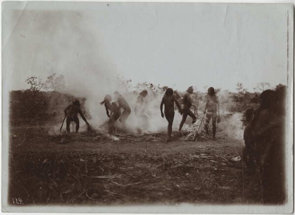 Kayapó "fire dance" in front of the Apeitití festival hut