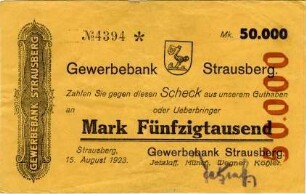 Gewerbebank Strausberg: 50.000 Mark 1923