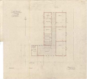 Gsaenger, Gustav; Schondorf am Ammersee (Bayern); Atriumschule - Schule Vorprojekt 2 u. Entwurf, Eingabeplan Erster Bauteil (Grundriss OG)