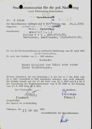 Ude, Julius
