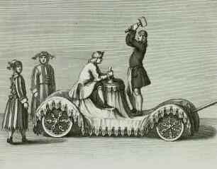 Die Maschinen und versetzten Ertzstuffen so bey d. Bergmännischen Auffzug in Plauischen Grund, ohnweit Dressden mitgeführet u. getragen worden 26. Sept. 1719, Detail: Münzschläger : Maschinen u. Erzstufen, 26.9.1719 (Saturnfest)