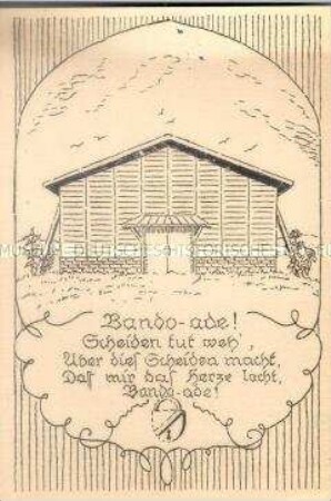 Postkarte aus dem japanischen Kriegsgefangenenlager Bando