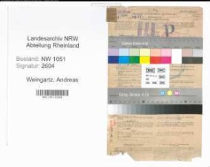 Entnazifizierung Andreas Weingartz , geb. 08.11.1894 (Schaffner)