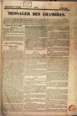 Le Messager des chambres. 1829,4/6