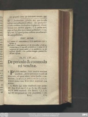 Tit. VI. (IV. 48.) De periculo & commodo rei venditae.