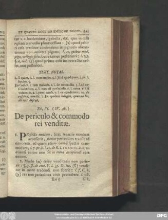 Tit. VI. (IV. 48.) De periculo & commodo rei venditae.