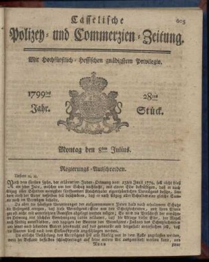 28tes Stueck, Montag den 8ten Julius 1799