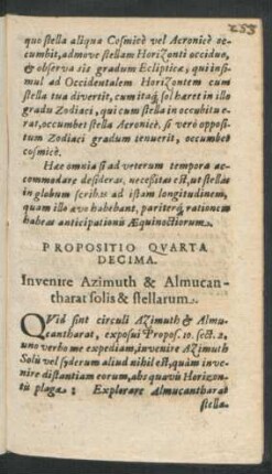 Propositio Quarta Decima. Invenire Azimuth & Almucantharat solis & stellarum.