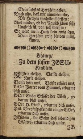 Litaney / Zu dem süssen Jesu-Kindlein. -