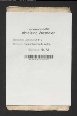 Anlagen zum Prozeß v. Hörde zu Schwarzenraben ./. Kloster Nazareth wegen Übergriffen gegen Hintersassen.