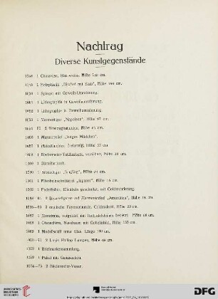 Nachtrag: Diverse Kunstgegenstände (Nr. 1048-1074)