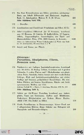 Diverses: Porzellan, Skulpturen, Uhren, Bronzen usw. (Nr. 176-209)