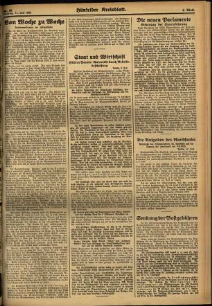 Zweite Ausgabe vom Dienstag, den 11. Juli 1933.