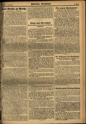 Zweite Ausgabe vom Dienstag, den 11. Juli 1933.