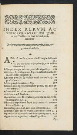 Index Rerum Ac Verborum Notabilium Quae in hoc Tractatu de Iure Sistendi continentur.