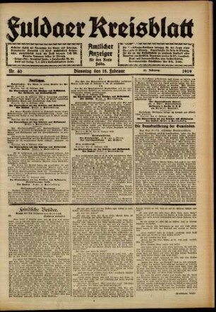 Ausgabe vom Dienstag, den 18. Februar 1919.