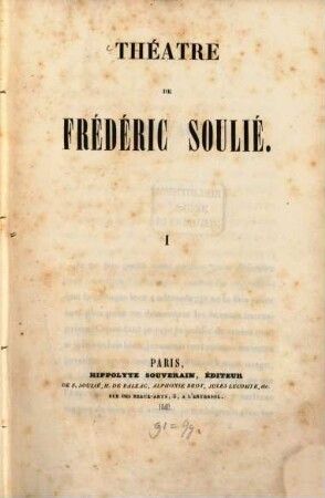 Théatre de Frédéric Soulié, 1