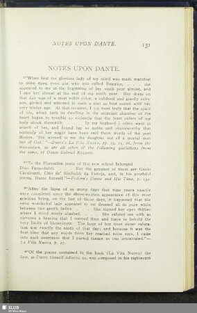 Notes Upon Dante