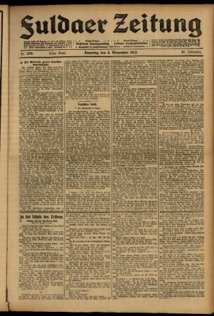 Erste Ausgabe vom Samstag, den 08. November 1913.