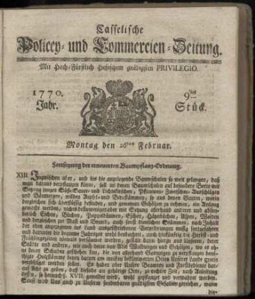 9tes Stueck, Montag den 26ten Februar. 1770