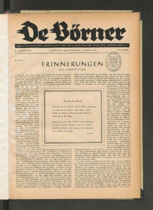 22. Jahrgang, Hamburg-Langenhorn, Januar 1957, Nummer 1