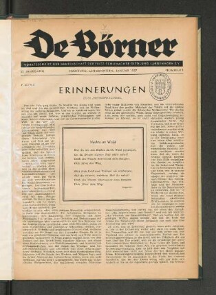 22. Jahrgang, Hamburg-Langenhorn, Januar 1957, Nummer 1
