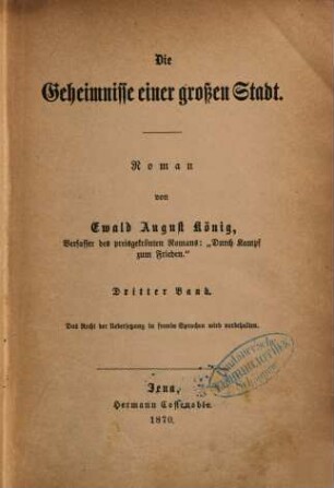 Die Geheimnisse einer grossen Stadt : Roman von Ewald August König, 3