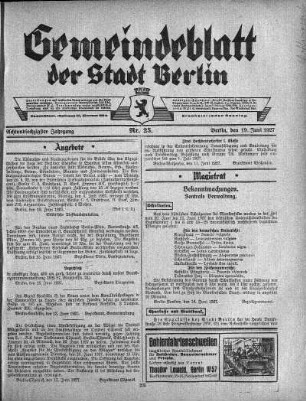 1927,25: Nr. 25, 19. Juni 1927