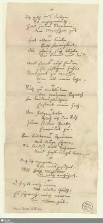 308m: Ich zog ins Land so wohlgemuth - Mus.Schu.308m : [Gedicht]