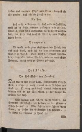 Das Fünfte. Die Schifffahrt von Orenbeck.