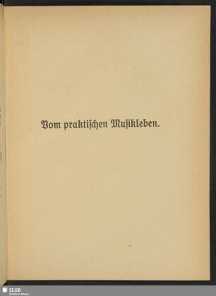 Vom praktischen Musikleben