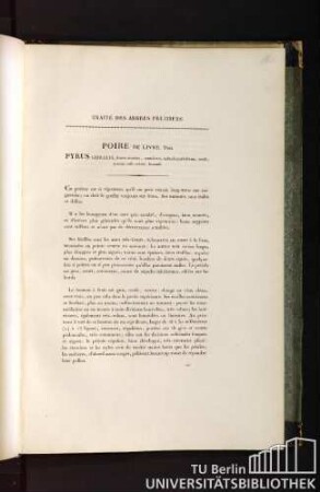 Traité des arbres fruitiers. Poire de livre. Duh. Pyrus libralis, fructu maximo, ventricoso, subcolocyntheformi, viridi, punctis rufis notato, brumali.