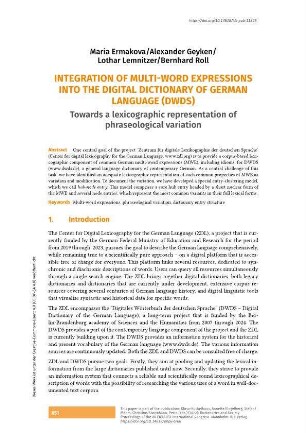 Integration of multi-word expressions into the Digital Dictionary of German Language (DWDS). Towards a lexicographic representation of phraseological variation