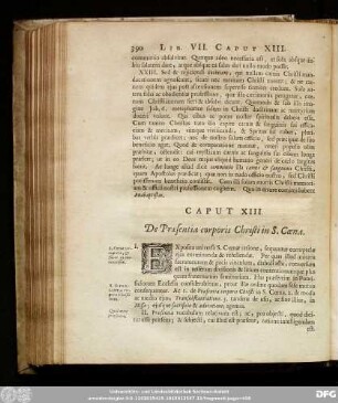 Caput XIII. De Praesentia corporis Christi in S. Coena.