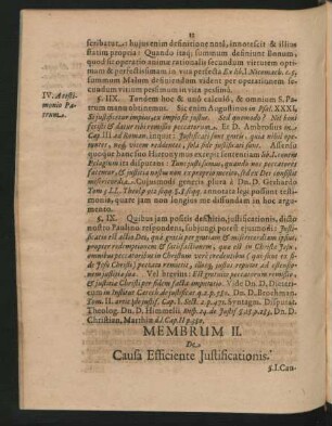 Membrum II. De Causa Efficiente Justificationis.