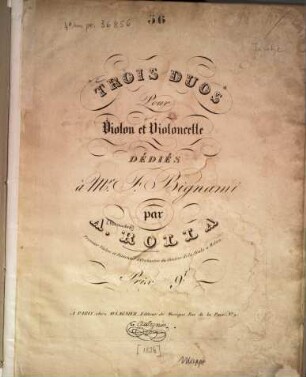 Trois Duos : pour violon et violoncelle
