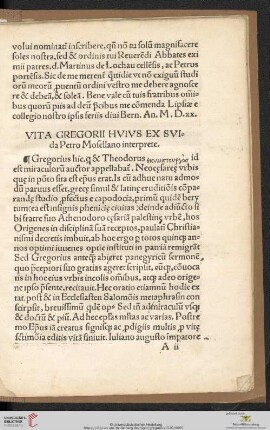 Vita Greorii Huius Ex Suida Petro Mosselano interprete