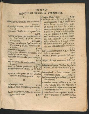 Index. Indiculus Rerum & Verborum.